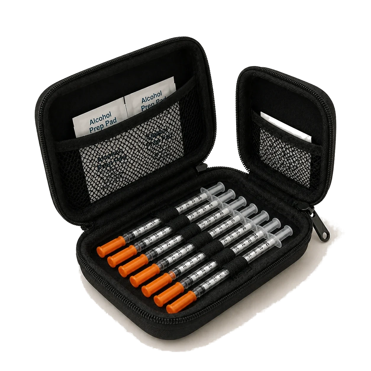 Travel Kit · EVA Case + 31G x 8 mm Syringes + Mini Sharps