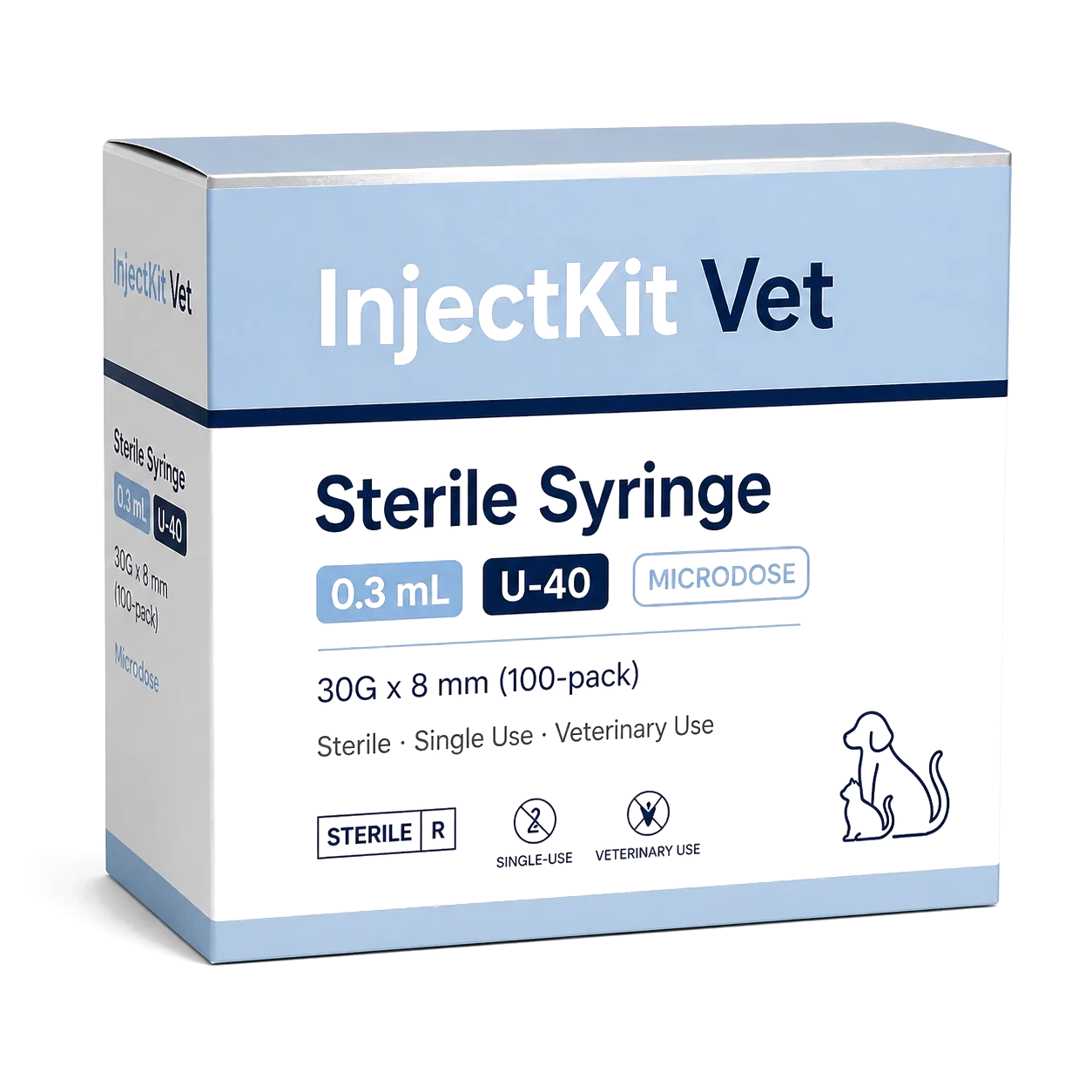 Vet Sterile Syringe 0.3 mL U-40 30G x 8 mm (100-pack)